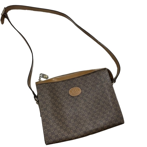 Flavi Vismano Vintage Brown Tan Genuine Leather Shoulder Bag Purse - Picture 2 of 12